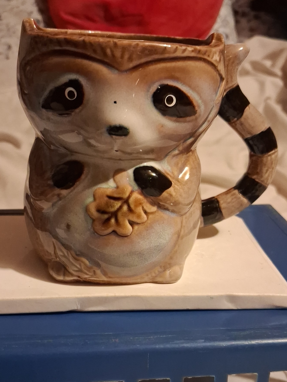 Pier 1 Brown and Cream Raccoon Ceramic Mug